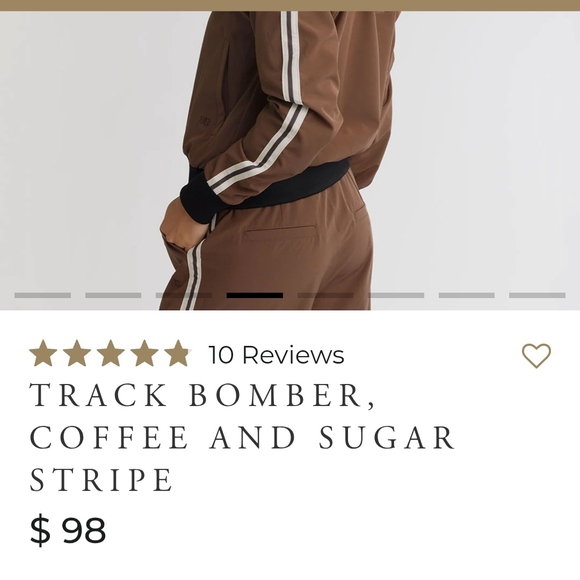 Albion Women's Track Bomber - Coffee And Sugar Stripe - Size M - Picture 4 of 9